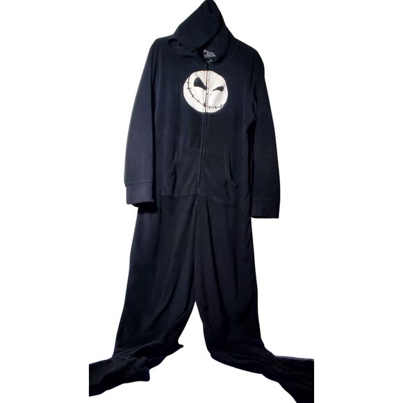 Nightmare Before Christmas Hooded Footed Pajama Medium Microfleece Disney - Picture 1 of 13